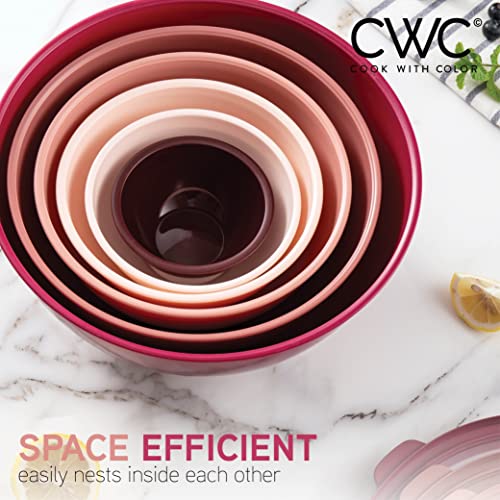 image for COOK WITH COLOR Mixing Bowls with TPR Lids - 12 Piece Plastic Nesting 