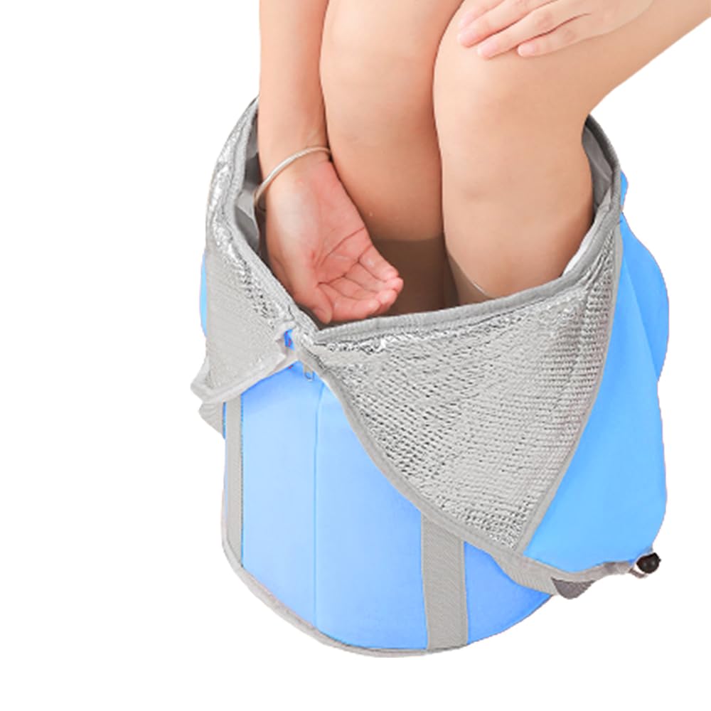Foot Soaking Tub - Portable Foot Soaking Bag with Adjustable Leg Height, Deep Tub for Foot Soaking, Insulated for Warmth, Foldable Design Foot Bath Bucket with Lid