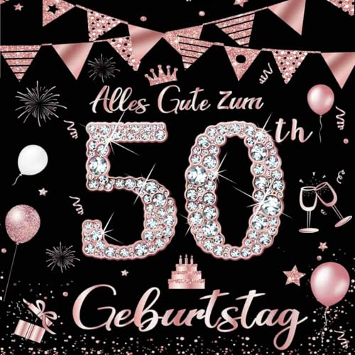 50 Geburtstagsdeko Servietten,Roségold Papier Party Servietten Tischdeko Für 50. Geburtstag Frau,40 Stück Happy Birthday Servietten Decorations 33x33cm