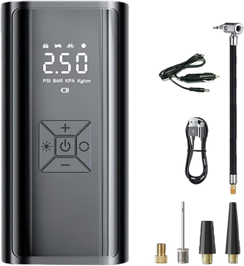 PQWRFBV Compresor Aire Portatil para Fiat Panda Punto Brava Marea, Compresor de Aire Portátil Coche con Manómetro, Inflador Ruedas Coche Hinchador Electrico, Accesorios Coche