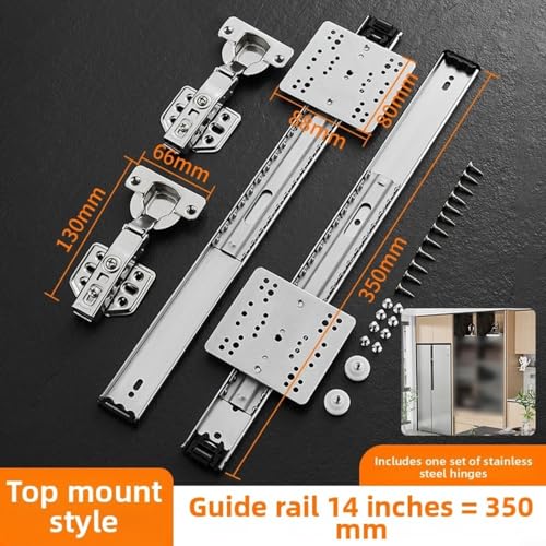 Rail de porte caché pliable chromé de 50,8 cm pour cloison