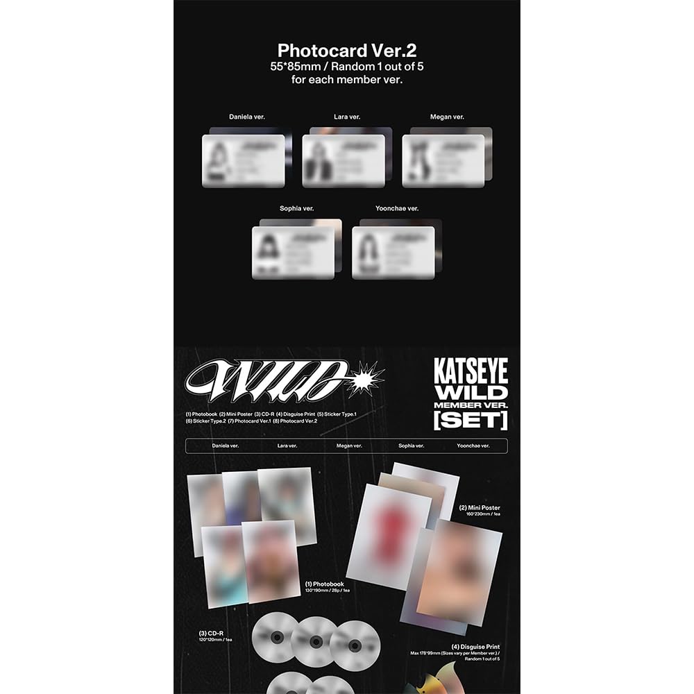 KATSEYE WILD Offizielles K-Pop CD-Album 5 Versionen Set | Zusätzliche Fotokarten, solange der Vorrat reicht