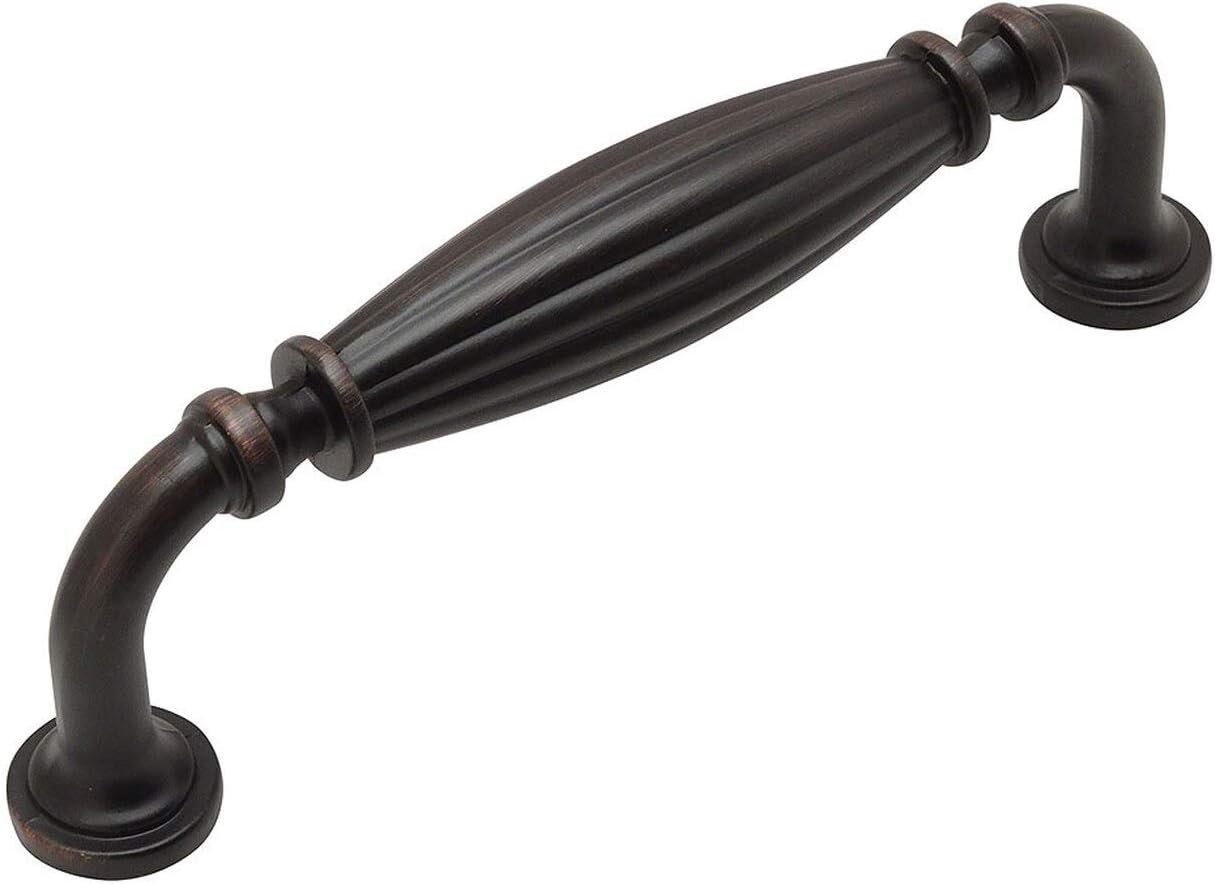 Cosmas® 7121FB Flat Black Country Style Cabinet Hardware Ribbed Knob - 2-9/16" Inch Long X 11/16