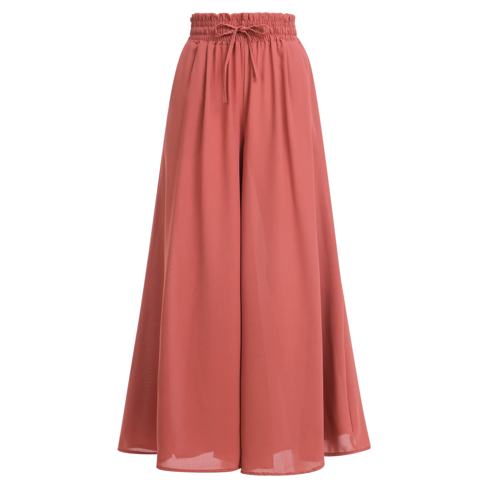 IWEMEK Women Casual Palazzo Long Pants Trousers High Waist Bowknot Wide Leg Pants Loose Fit Business Work Trousers
