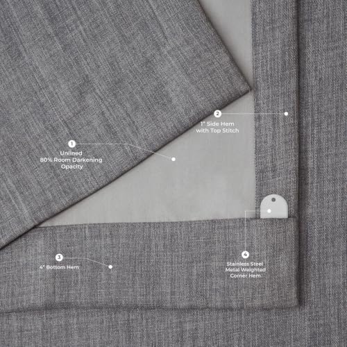 Image of HPD Half Price Drapes - Grommet Faux Linen Curtains for Living Room (1 Panel) - 50W X 96L - Textured Room Darkening Curtains for Bedroom 96 Inches Long - Drapes for Home Decor, Blazer Grey