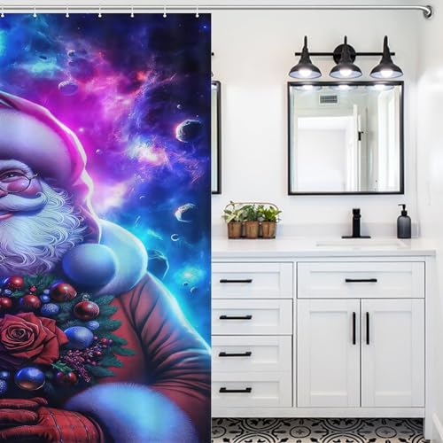 Rideau de douche Père Noël en tissu polyester de qualité supérieure 183x183cm