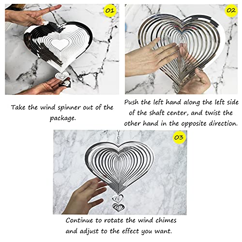 Lzaoa 3D Wind Spinners Outdoor Metal Decorations, 3Pcs Mirror Silver Stainless Steel Wind Spinners For Yard And Garden Decorations，Hanging Stainless Steel Garden Decor Worth Gift (Mirror Silver) #TOP5
