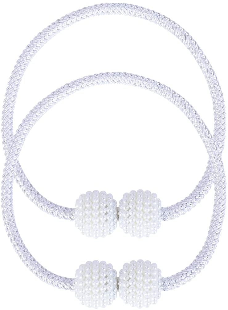 Embrasses de Rideaux, 2 Pièces Embrasses de Rideaux Magnétiques Clips de Rideaux Attaches de Corde (Gris) (Couleur : Gris) (Blanc)