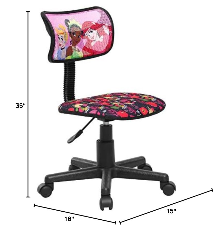 Image of Disney Princess Adjustable Swivel Mesh Rolling Desk Chair, for Kids, Teens and Adults