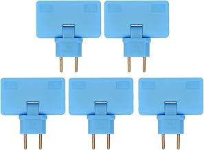 Convertitore Presa UE Senza Fili da 5 Pezzi, Prolunga per Presa a Parete Piatta con Rotazione di 180 Gradi Adattatore per Spina da 1 a 3 UE 110‑250 V(Blu)