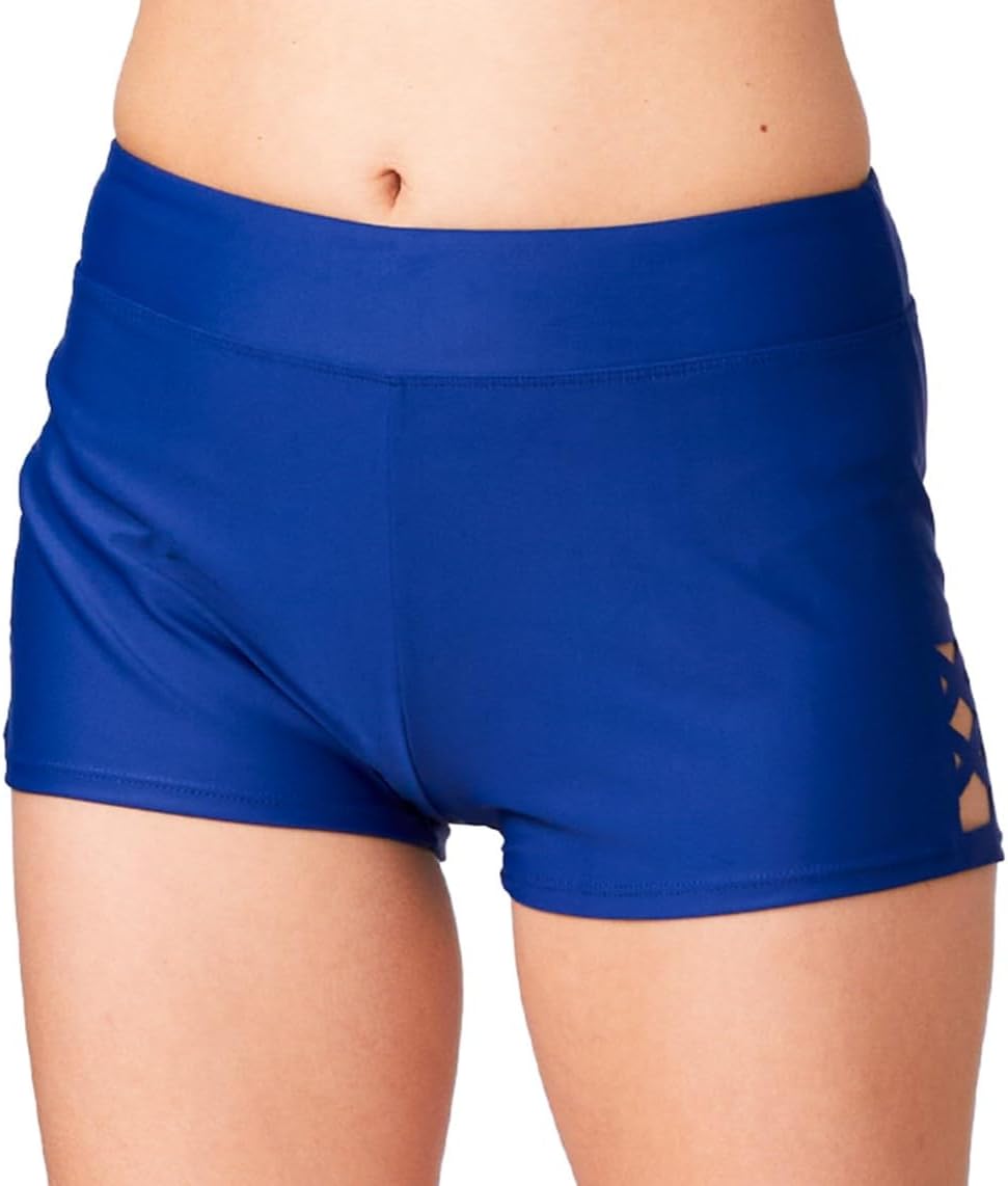 Free Country Women’s Biker Swim Shorts UPF 50+ Tummy Control Swimwear Beach Pool Athletic Shorts Quick Dry Stretch-Laser