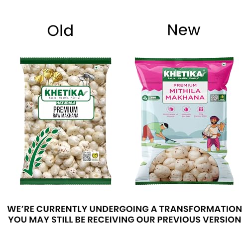 Image of Khetika Premium Mithila Makhana 100g | Dry Fruits in Fresh, Raw Foxnuts, Phool Makhana for Prasadam, Premium Lotus Puffs Seeds, Rich in Calcium, Natural & Crunchy, Fit for Fasting, Direct from Farm