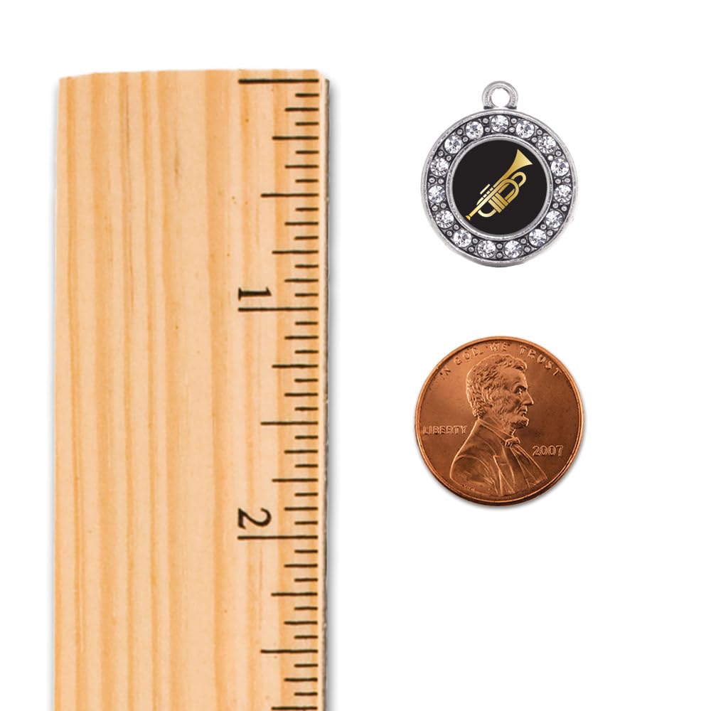 Inspired Silver - Trompeten-Charm-Ornament – Silberkreis-Charm-Anhänger mit Zirkonia-Schmuck