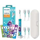 Philips Sonicare Kids Electric Toothbrush Blue | Kids Toothbrush Replacement Heads (4 pcs Blue) | To