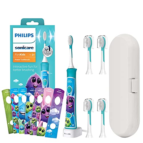 Philips Sonicare Kids Electric Toothbrush Blue | Kids Toothbrush Replacement Heads (4 Pcs Blue) | Toothbrush Travel Case | 4 Pcs Reusable Head Covers #TOP2