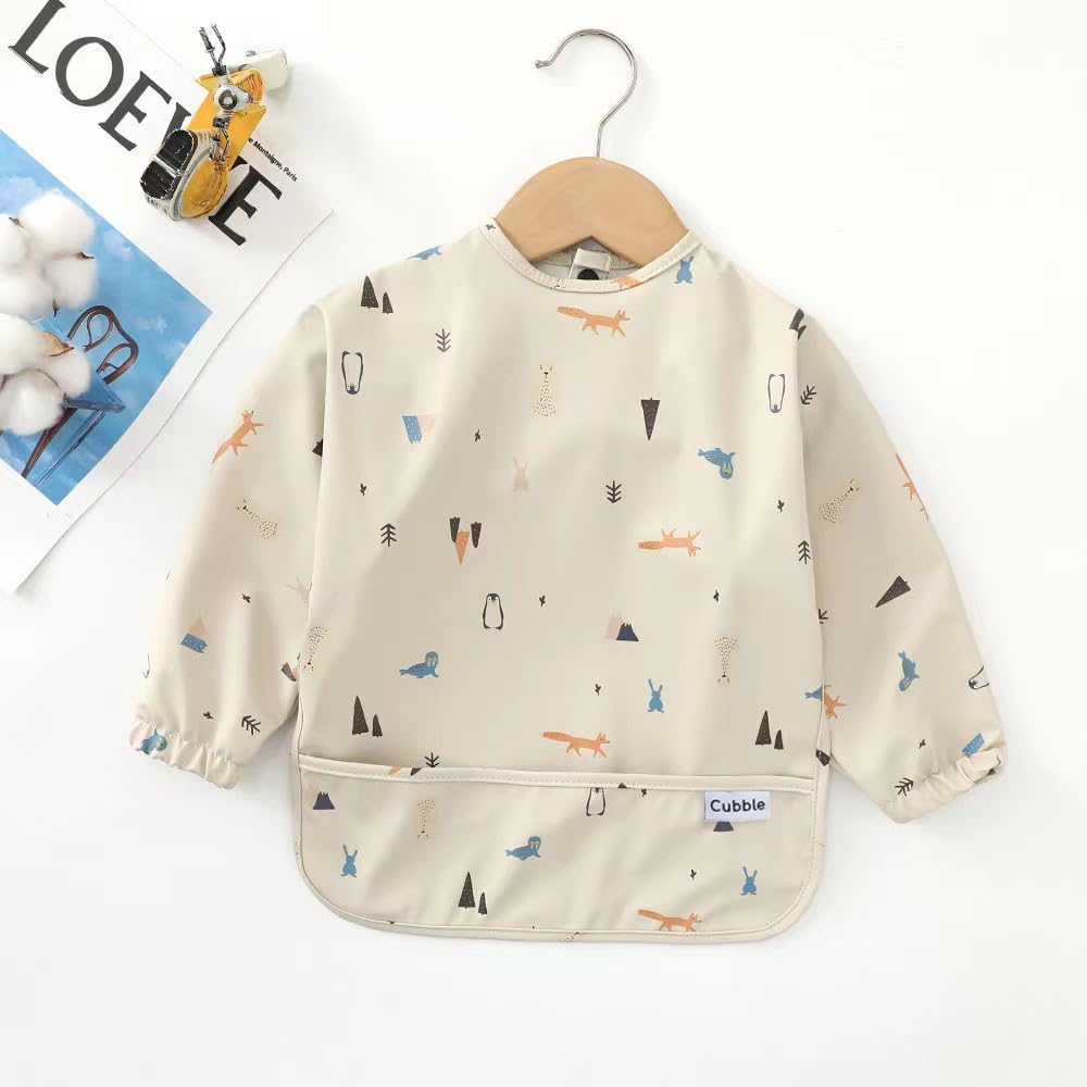 Cubble Waterproof Coverall Baby Feeding Bibs for Mealtimes and Messy Play Adjustable, Baby Weaning (Animals, Small (6-12M)) - Image 3