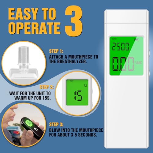 Alcohol Breathalyzer Tester, Professional -Grade Accuracy Breathalyzer with LCD Display(10 Mouthpieces), USB Rechargeable, Memory & Warning Function, Portable Breathalyzer for Home and Personal Use - Thumbnail 4
