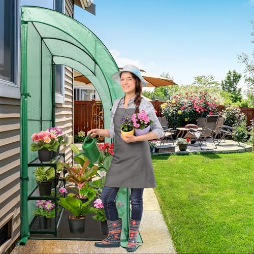 Image of EAGLE PEAK 3 Tier Lean to Portable Greenhouse, Heavy-Duty Indoor & Outdoor Garden with Wire Shelves, 2 Roll-Up Zipper Doors, Easy Assembly, 79 inchx39 inchx83 inch Clear /Green PE Cover