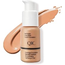 QIC Liquid Foundation Full Coverage, Waterproof & Long Lasting, Buildable Coverage Foundation with Soft Matte Finish, Sweat Resistant & Oil Control for Flawless Look 05 Sand