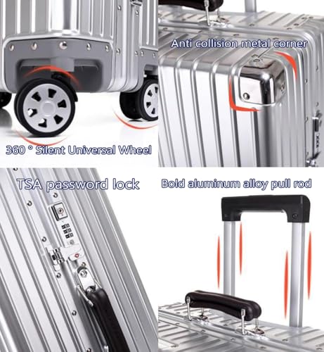 Aluminium Suitcase Large Silver Suitcase Cabin Suitcase Hand Luggage Suitcase with Spinner Wheels TSA Combination Lock,Gold,20in3