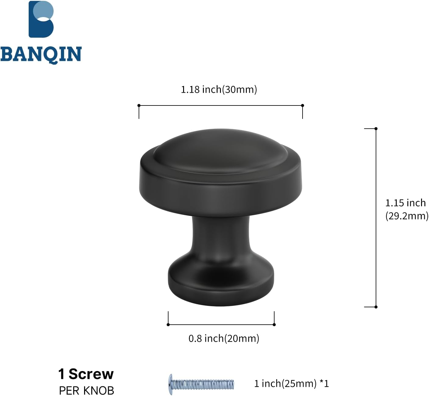 10 Pack Black Cabinet Knobs Round Drawer Knobs for Kitchen Bathroom Black Cabinet Hardware for Dresser Drawers,Aluminum Alloy