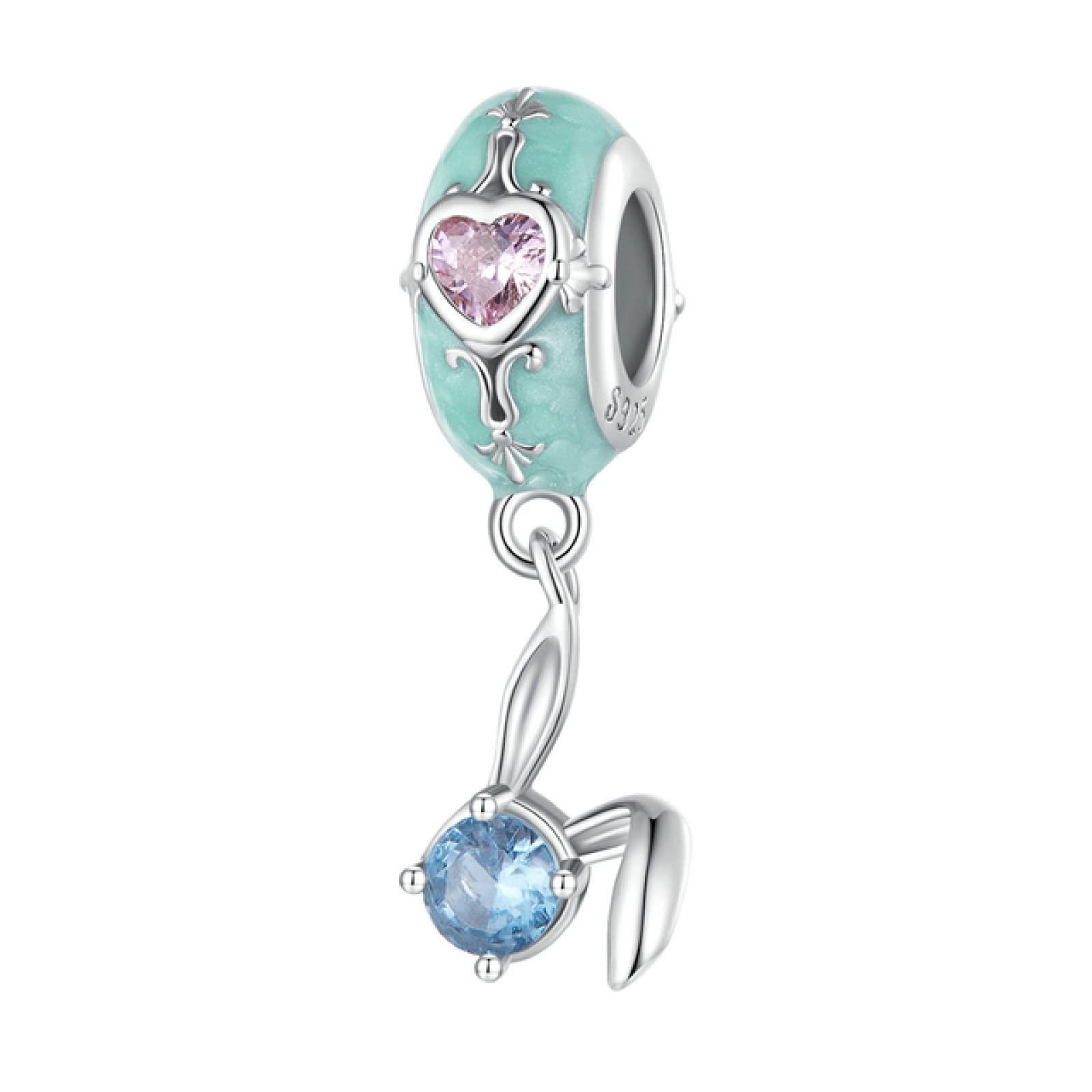 Pierścionki dla nastoletnich dziewcząt, 925 Sterling Silver Easter Egg Wiszący Koralik Królik Silikonowa Bransoletka Damska I Naszyjnik Wisiorek Biżuteria
