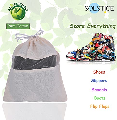 Image of SOLSTICE Cotton Shoe Cover | Washable Reusable Bag for Shoes /Flip Flops | Travelling and Storage (Pack of 10)