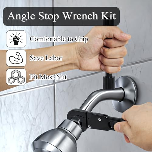 cotaour Angle Stop Wrench Kit, Plumbing Tools, Angle-on Wrench Plumber Wrench for Quick and Hassle-Free Angle Stop and Supply Nut Installations 5 cotaour Angle Stop Wrench Kit, Plumbing Tools, Angle-on Wrench Plumber Wrench for Quick and Hassle-Free Angle Stop and Supply Nut Installations - Image 5