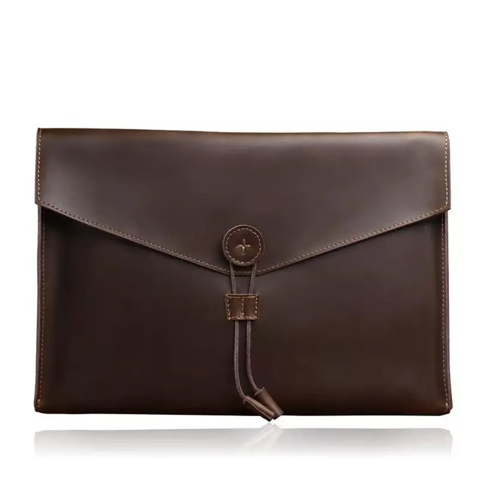 Portadocumenti in Pelle Borsa portadocumenti in vera pelle A4, raccoglitore a forma di mucca, Crazy Horse Official, semplice e casual(Coffee)