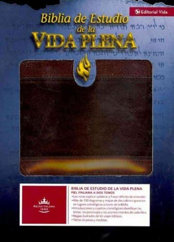 Biblia De Estudio De La Vida Plena Reina-Valera 1960 Marron Piel Italiana A Dos Tonos