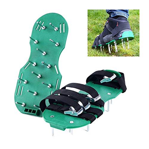 Lawn Aerator Shoes Scarifier Lawn Nail Shoes High Quality Nylon with Zinc Alloy Buckle for Grass, Garden, Yard, Floor Green