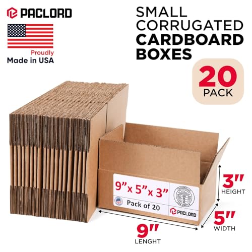 Image of Small Cardboard Boxes 9 inchL x 5 inchW x 3 inchH (Pack of 20) - USA-Made Packing Boxes for Moving, Shipping, or Storage - USPS, UPS, FedEx Approved - Professional Packing Supplies for Moving | USA-Made Packing Boxes for Moving, Shipping, or Storage - USPS, UPS, FedEx Approved - Professional Packing Supplies