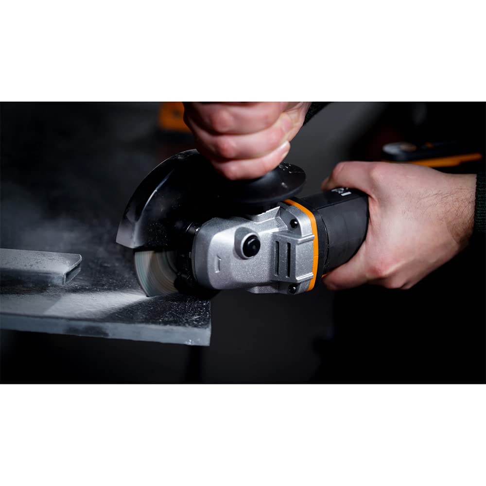 Worx WX800 Amoladora Angular 115mm 20V 8.000rpm 2 Baterías | Disc. 115mm, husillo M14, disco desbaste metal, cargador 1h, 2 baterías 2Ah, maletín