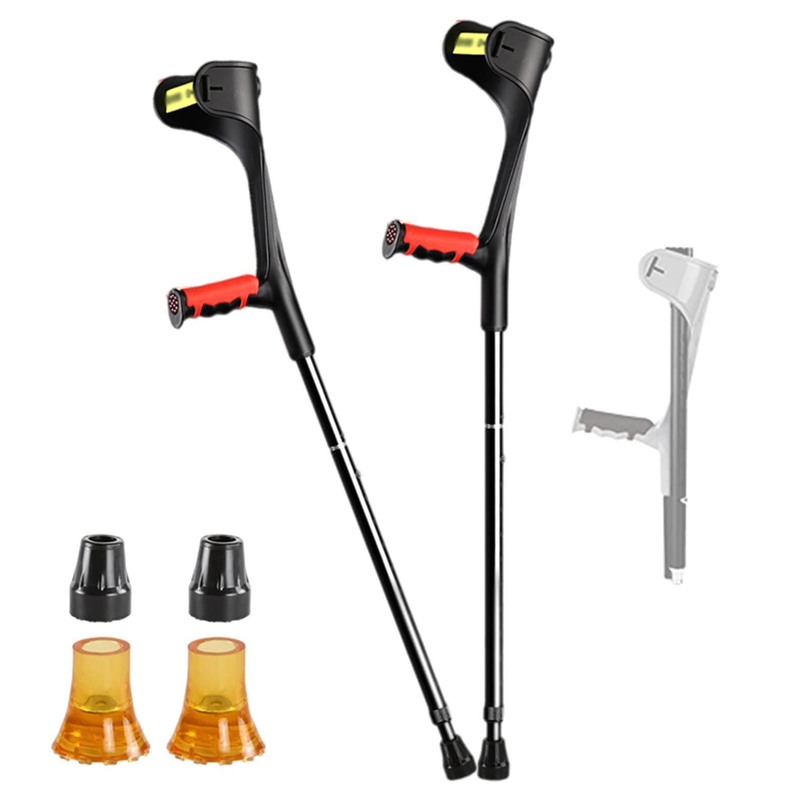 Muletas Ortopédicas Ajustables para Adultos(2 Unidades),Muletas de Codo Plegables de Aluminio con Agarres Ergonómicos y Reflectante,Cómodas y Seguras (Altura Aplicable: 140-185CM) ( Color : Black )