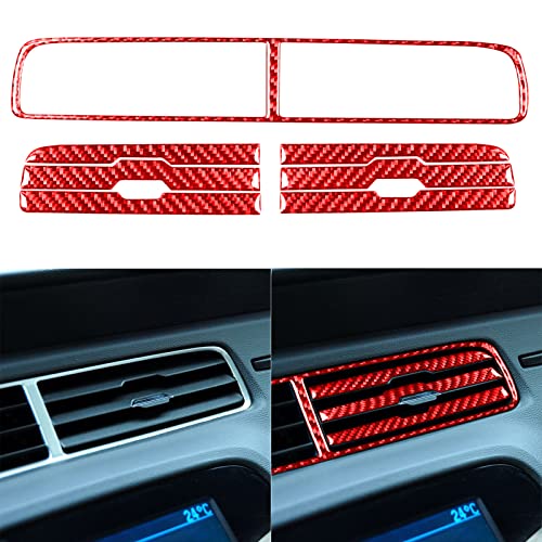 Image of NVCNX Genuine Premium Carbon Fiber Dashboard Center Airbrush Outlet Frame Line Trim Cover Sticker Decal Car Interior Accessories Compatible with Chevrolet Camaro 2010 2011 7PCS Red