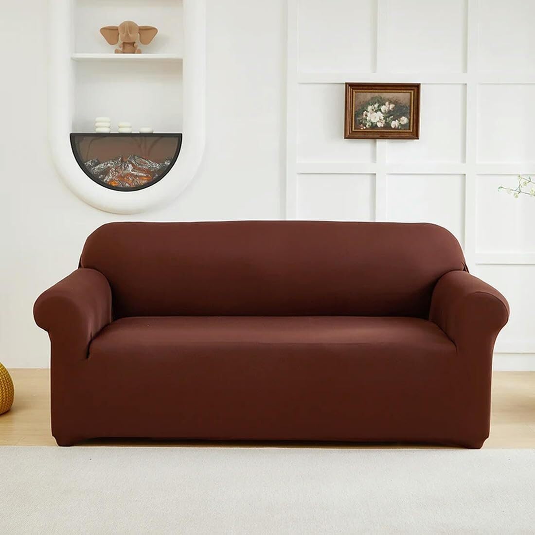 Jvfbjlf One Color Stretchable Sofa Cover In Soft Fabric For Decorating And Protecting Your Living Room