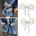 WEISUYUUS Faux Pearls Bow Pin Ankle Chain Pants Clip Decorations for Jeans Trousers Elegant Adjustable Cuff Accessories