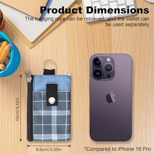 Image of Minimalist RFID Wallet with Lanyard, Multi-functional ID Case with 2 Zipper Pockets and Key Chain for Men and Women, Tactical Badge Pouch Cards Holder, Coin Purse for Travel Sports - Two-Tone