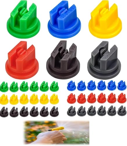 WADY 36pcs Misting Nozzles, 110° Fan Pattern Spray Nozzles with 0.15-0.6mm Adjustable Aperture, for Knapsack Sprayer, Garden Watering, Agricultural Greenhouse & Weed Control Equipment (6 Color)