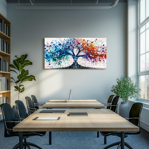 SERIMINO Tree of Life Large Wall Art Prints, Spiritual Tree Office Decor Paintings, Plant Abstract Canvas Art Wall Decor, Colorful Aesthetic House Decorations Living Room Bedroom Wall Pictures 24"X48"