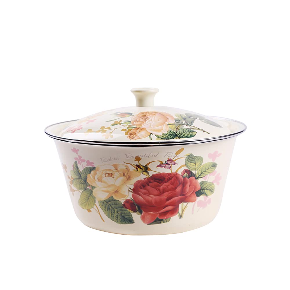 Vaisselle en émail, Bol à Ramen, Salade, céréales, Fruits, Bol de Riz, Bol à Soupe, Bol en émail créatif, avec Couvercle,20CM