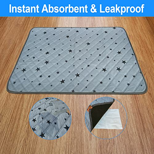 Image of RIOUSSI Washable Pee Pads for Dogs, Reusable, Absorbent, Leakproof, Non Slip Pet Puppy Pads for Potty Training. Gray Stars, 24x36 Inch(2pack)
