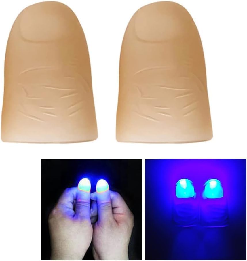 2 Pcs Thumb Light Magic Finger Light Up Thumb Tips LED Finger Lamp Thumbs Light Party Magic Stage Tricks Performance Props Tool for Funny Novelty Toy Kits (Blue) - Image 2