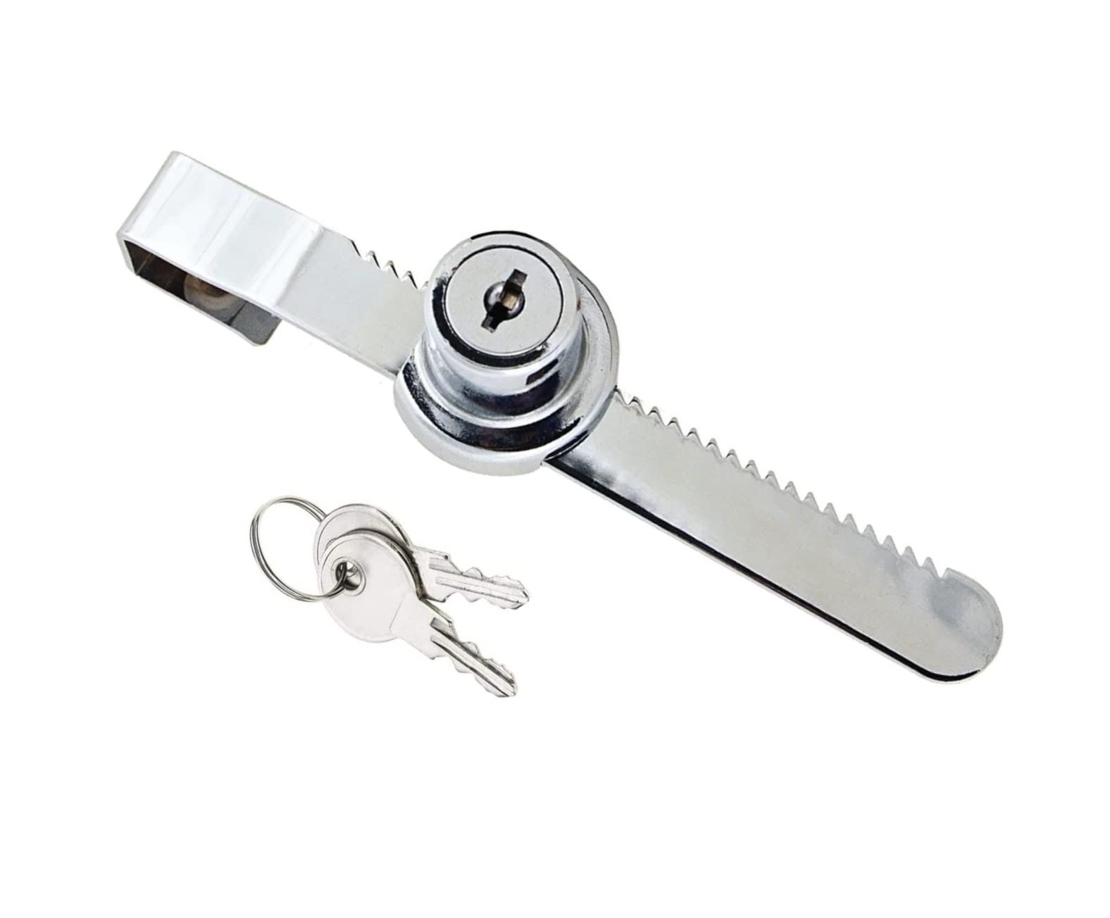 Terf Terf® Heavy Duty Polished Chrome Sliding Glass Door Lock With Key Set Drawer Display Case Showcase Security Ratchet Locks Glass Cabinet Lock - Pack Of 1