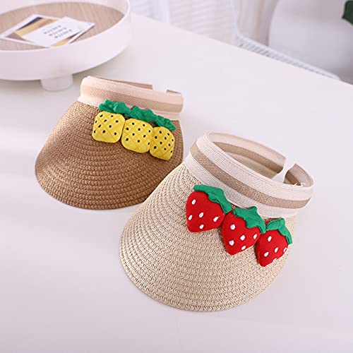 Baby Roll up 𝐒traw Visor Hat Kid Toddler Wide Brim Cute Fruit Cartoon Summer Beach Sun Hat Adjustable Caps4
