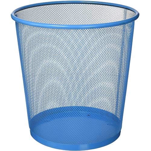 CABLEPELADO Papelera Malla Metalica, Cesto basura redondo metálico, Papelera Reciclaje, Cubo de Basura, Papelera Escritorio, Papelera Baño, 27 cm alto x 23.5 cm diámetro, 12 Litros (Azul)