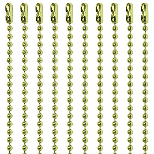 Ball Chain 30 Inch Brass Plated Steel Number 3 Necklaces 10 Count