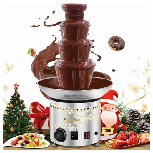 Flyseago Commercial Chocolate Fountain 4 Layers 11Lbs Large Chocolate Fondue Tower Stainless Steel Hot Chocolate Waterfall for Nacho Cheese Knob Control