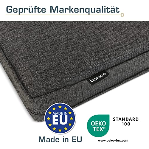 bomoe hochwertiges Outdoor Loungekissen 70x70cm – Bequemes Sitzkissen 8cm dick Polster Bezug Waschbar Gartenkissen UV-Schutz – Rattan Lounge Auflage Gartenmöbel Sitzauflage Anthrazit – ilano