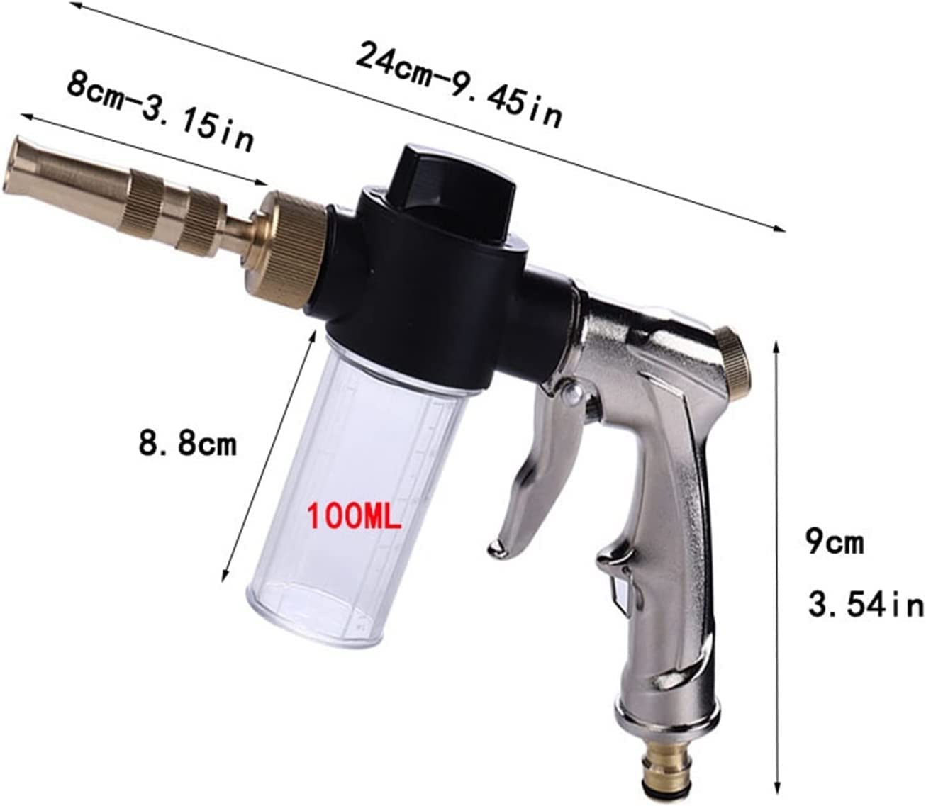 Pistola pulverizadora para Manguera， Lavadora portátil de Alta presión, Manguera de jardín, pulverizador, Boquilla de Chorro de Metal, Lanza de Espuma, Herramientas de Limpieza
